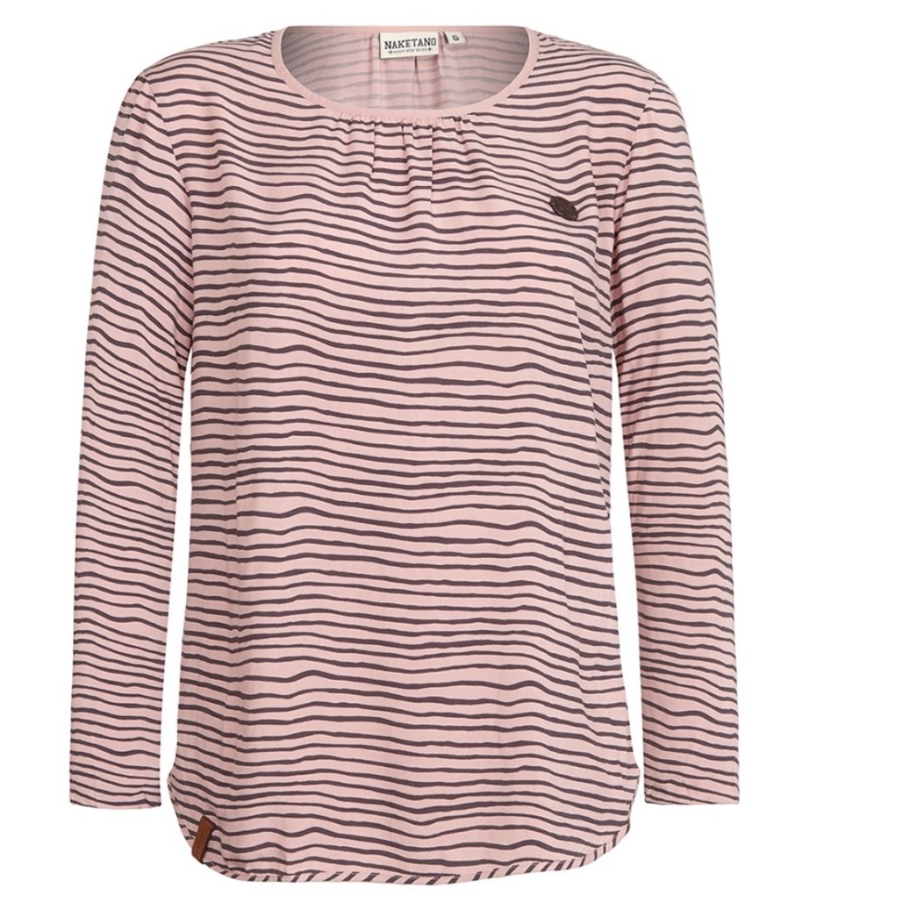 Naketano animal zebra print pink striped blouse